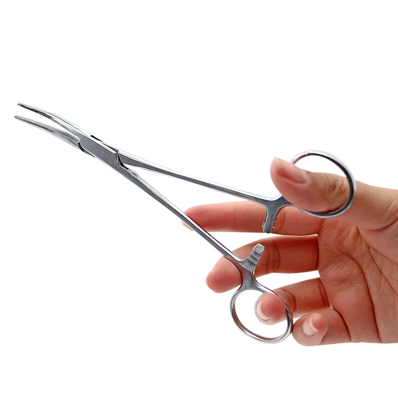 14/16/18cm Veterinary Animals Hemostatic Forceps Pet Hair Clamp Fishing Locking Pliers Epilation Tools Curved Straight Tip