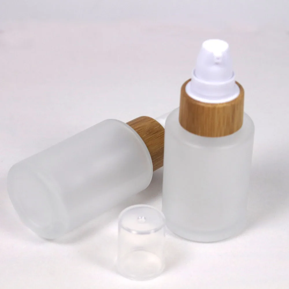 30ml  liquid bottle,empty lotion bottles with real bamboo  pump for Cosmetic