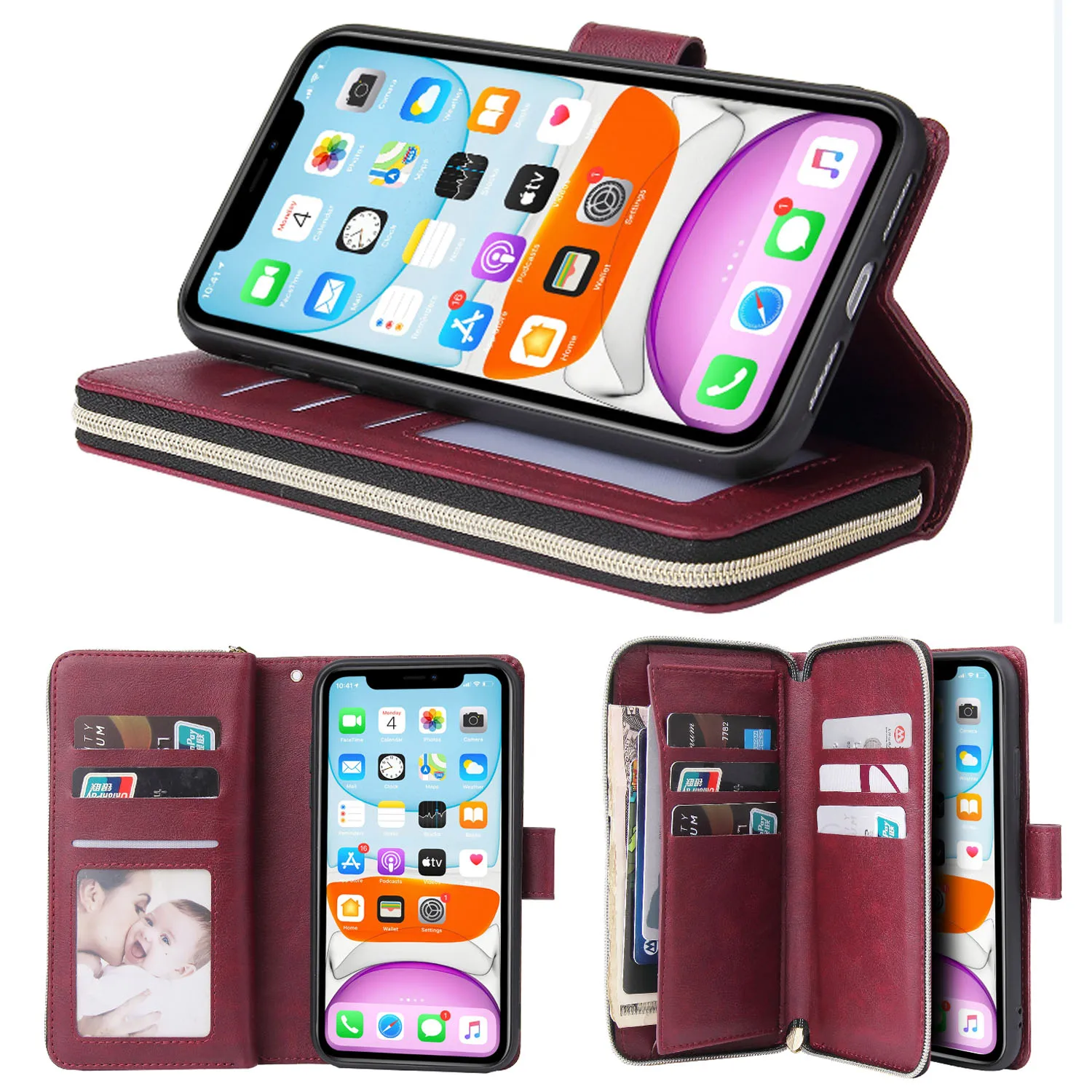 For Asus ZC520TL/ZE520KL/ZE552KL/ZE553KL Case Zipper Leather Flip Wallet Cover Phone Card Slot Phone Cover Bag