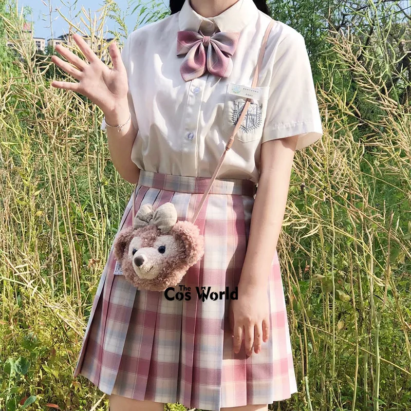 [Characium] Girl's Japanese Summer High Waist Pleated Plaid Skirts For JK School Uniform Students Cloths