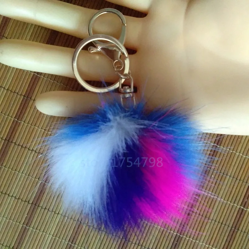 KC Gold Chain Pompon Key Chain 8 cm Fluffy Fake Fur Ball Key Ring Cute Pendant Bag Charming Car Key Holder Personality Gifts