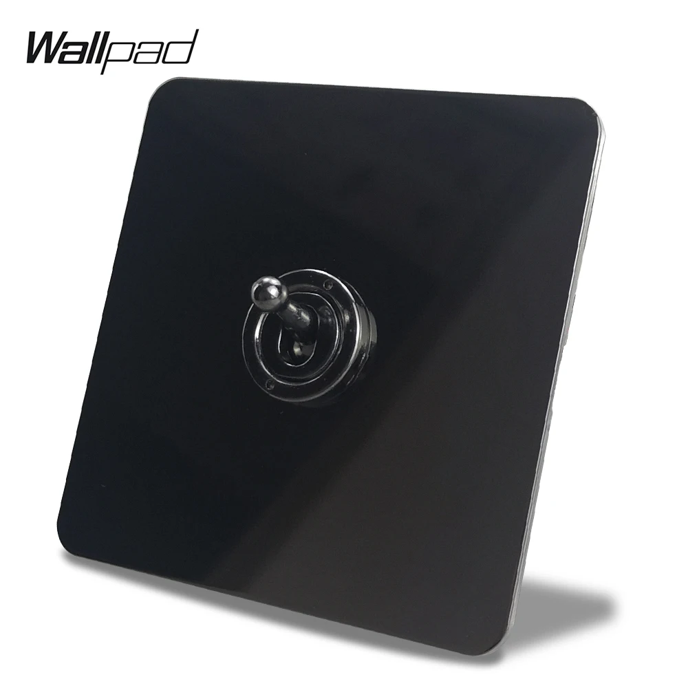 Wallpad 1 Gang 2 Way Toggle Switch Electric Light Switch Black Nickel Plate Stainless Steel Panel