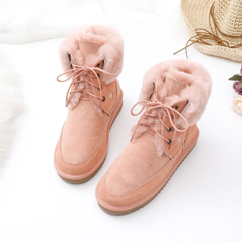 New Winter Woman Snow Boots Shoes Women 2023 Real Sheepskin Women\'s Genuine Sheepskin Women Boots Women Shoes Flats Shoes