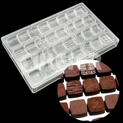 32 Holes 16 Style Square Shapes Polycarbonate Chocolate Mold  Baking Chocolate Sweets BonBon Cake Candy Mold Confectionery Tool