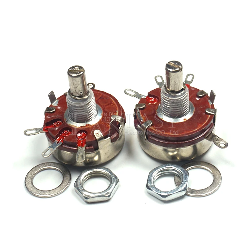 2PCS WTH118 2W 1A Potentiometer 1K 2.2K 4.7K 10K 22K 47K 100K 470K 1M WTH118-2W Round Shaft Carbon Rotary Taper Potentiometer