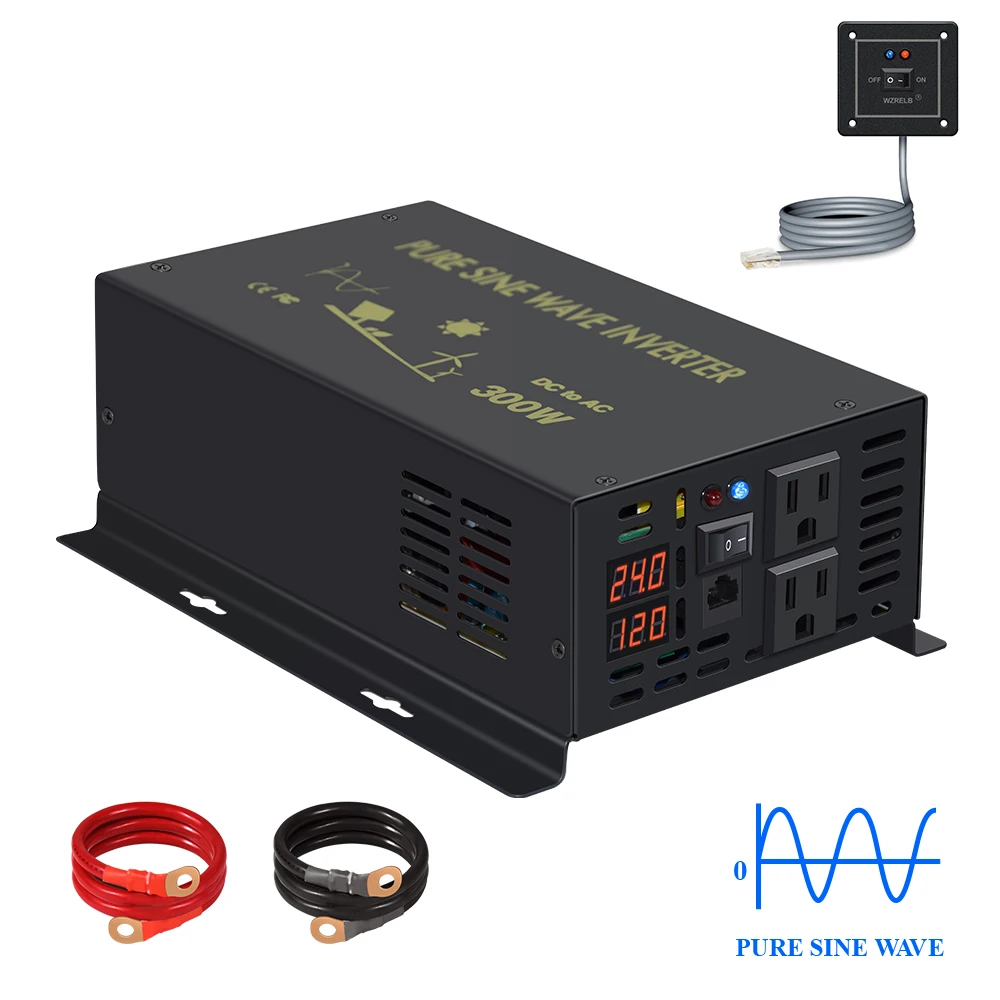 

Off Grid Pure Sine Wave Solar Inverter 300W Power Inverter Battery 12V/24V/48V/96V/110V DC to AC 120V/220V/240V Wired Controller