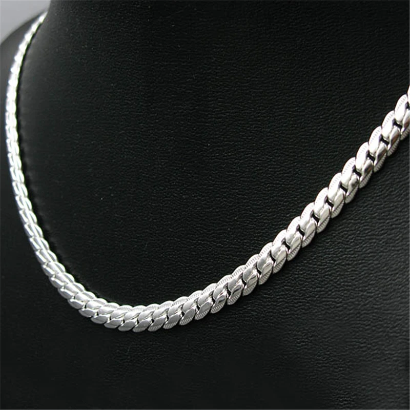 Charmhouse 925 Silver Chain Necklaces For Men 5mm Link Chain Necklace Collier 20inch Fashion Jewelry Accessories Bijoux Gifts