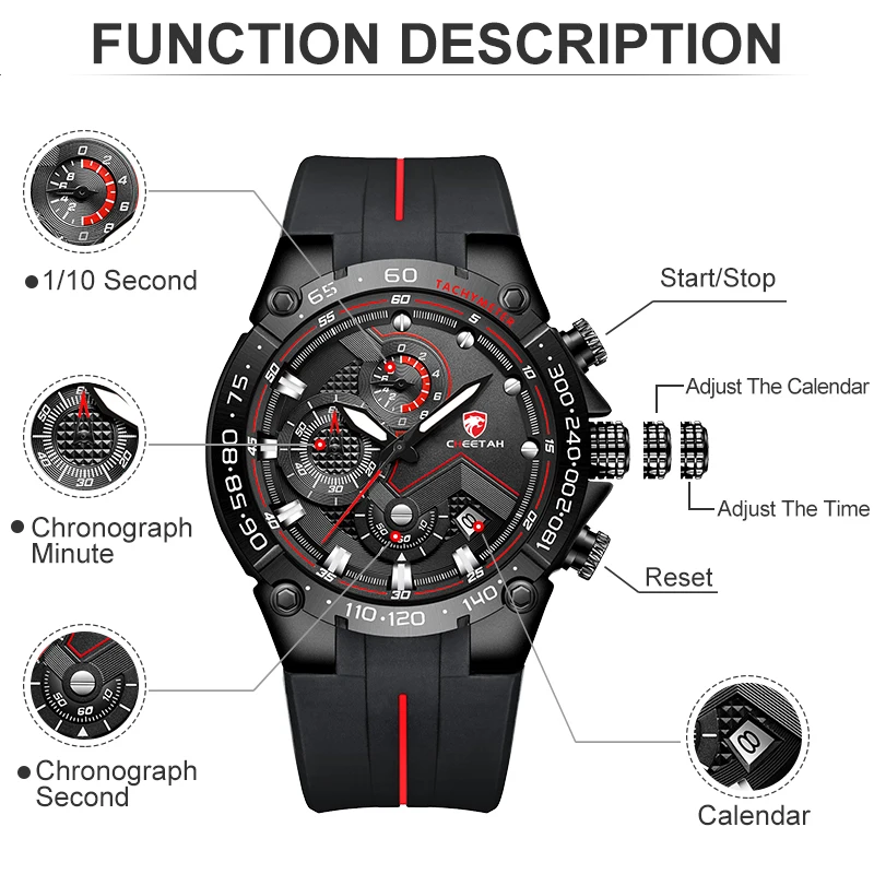 New Mens Watches CHEETAH Top Brand Luxury Waterproof Date Quartz Clock Male Sports Wrist Watch Chronograph Relogio Masculino