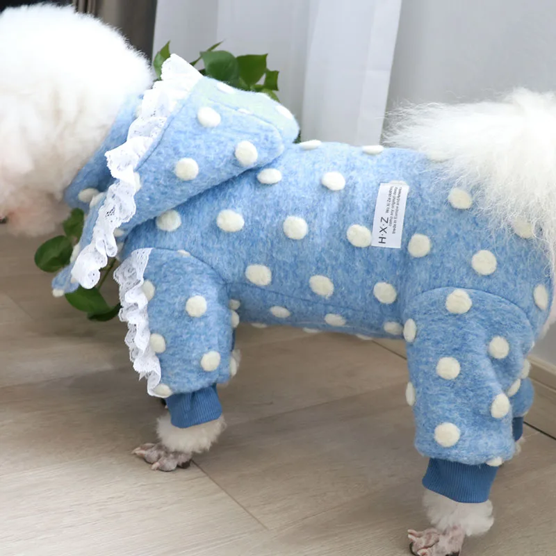 Pet Dog Winter Clothes Puppy Warm Hooded Zipper Jacket Soft Thicken Woolen Fabric Pajamas For Small Dogs Jumpsuit Chihuahua Coat