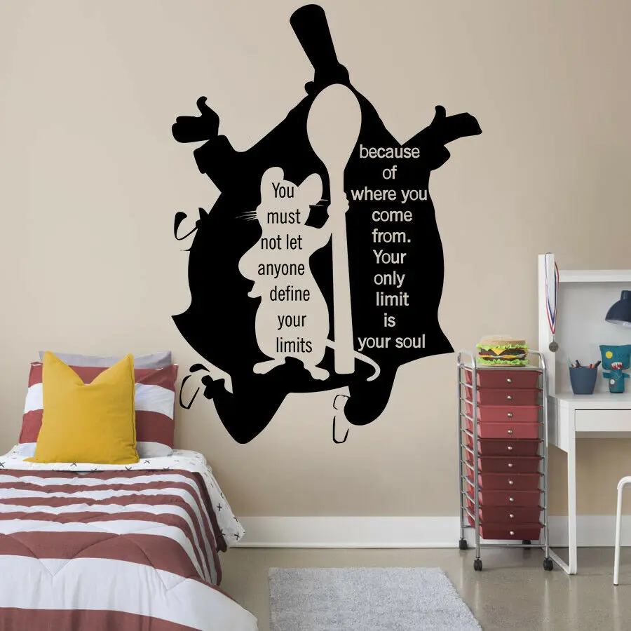 Ratatouille Silhouette Decalcomanie Della Parete Del Fumetto Vita Preventivo Lettering Per Bambini Camera Da Letto Nursery Interior Decor Finestra