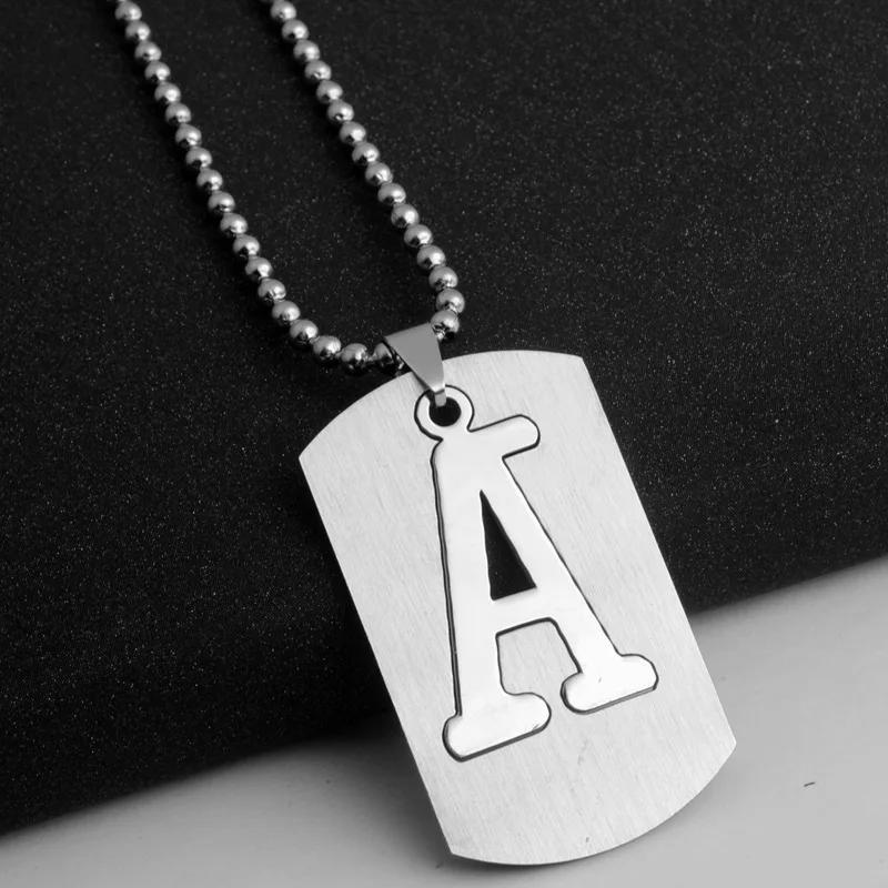 Titanium Stainless Steel Pendant 26 Letter Alphabet Dogtag Women Men Man DIY Necklace Charms Jewelry Pingente Ciondoli Pendentif