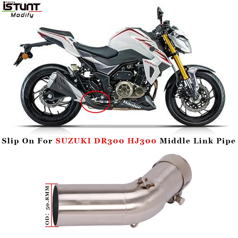 Motorcycle Exhaust Escape Modified Stainless Steel Middle Link Pipe connection 51MM Inlet Muffler For SUZUKI DR300 DR 300 HJ300