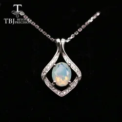 1.5ct natural oval cut 7*9mm opal pendant necklace chain 925 sterling silver simple design fine jewelry for women daily wear tbj
