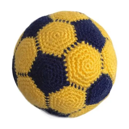 Amigurumi Hand-Knitted Toy Ball Yellow Navy Blue