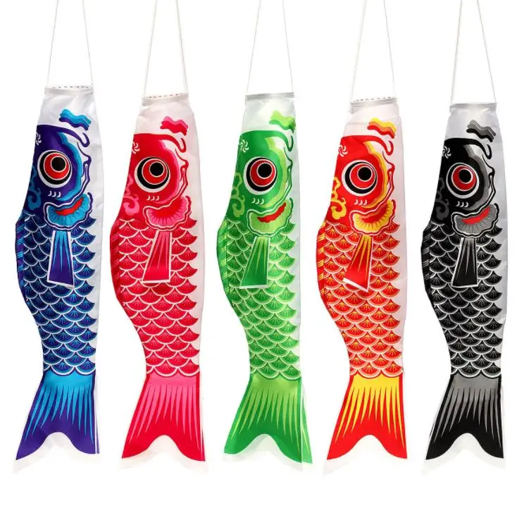 50/80/100cm Koi Nobori Japanese Style Party Flag Colorful Carp Wind Sock Koinobori Fish Anime Fish Flags Kite Hanging Decor SN