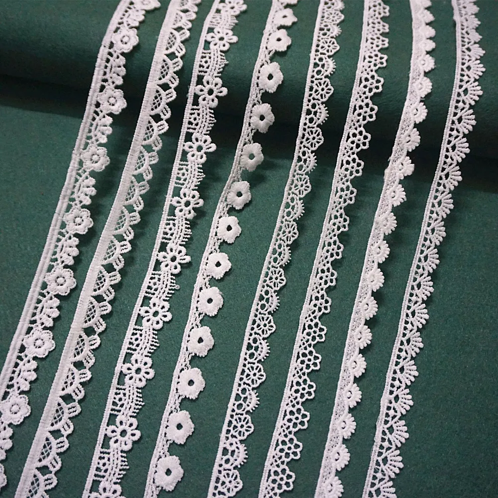 5yards White Cotton Embroidered Lace Trim Ribbons Fabric DIY Handmade Craft Materials Sewing Clothes Apparel Accessories