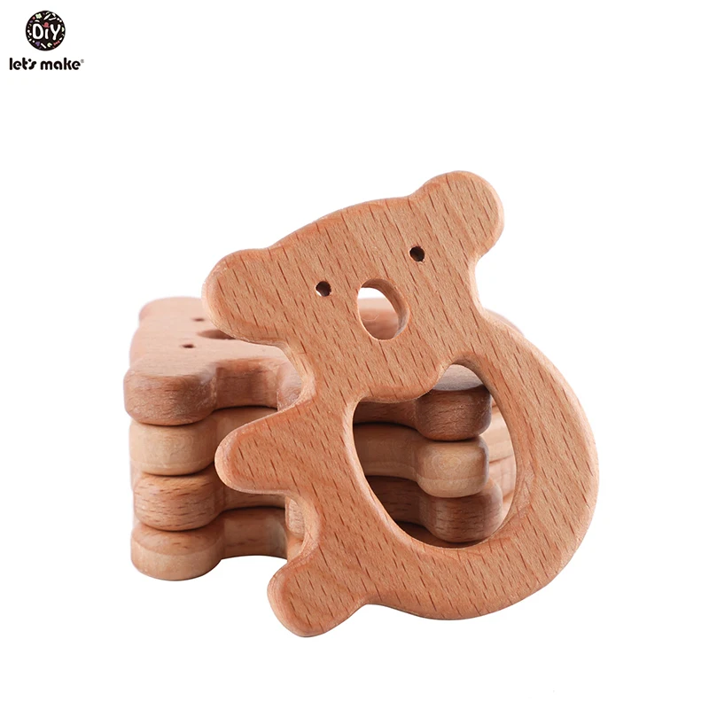 Facciamo 10 pezzi di legno massaggiagengive per bambini olmo olio d'oliva massaggiagengive per bambini forma di animali dentizione in legno cura orale