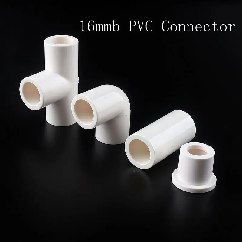 5~30pcs Internal Dia 16mm White PVC Pipe Fittings Straight Elbow Solid Equal Tee Connectors Plastic Joint Irrigation Water Parts