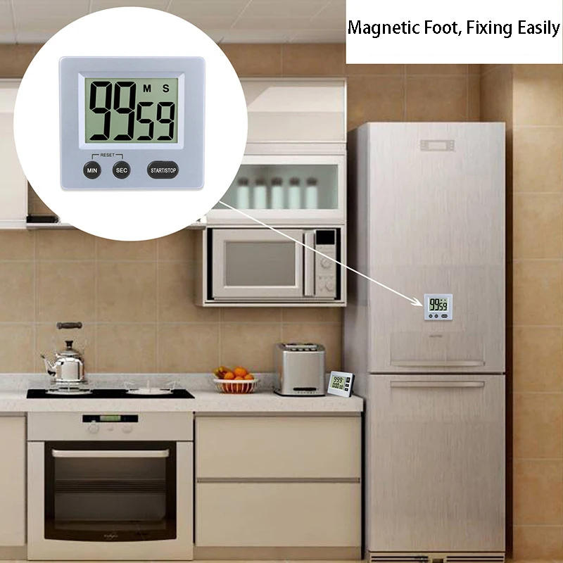 LCD Magnetic Digital Timer for Counter Kitchen Cooking Shower Study Stopwatch Reminder Student Countdown Electronic Alarm Clock