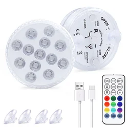 13 LEDs magnetyczna zanurzalna lampka ledowa wodoodporne światło podwodne USB akumulator basen lampka nocna z przyssawkami