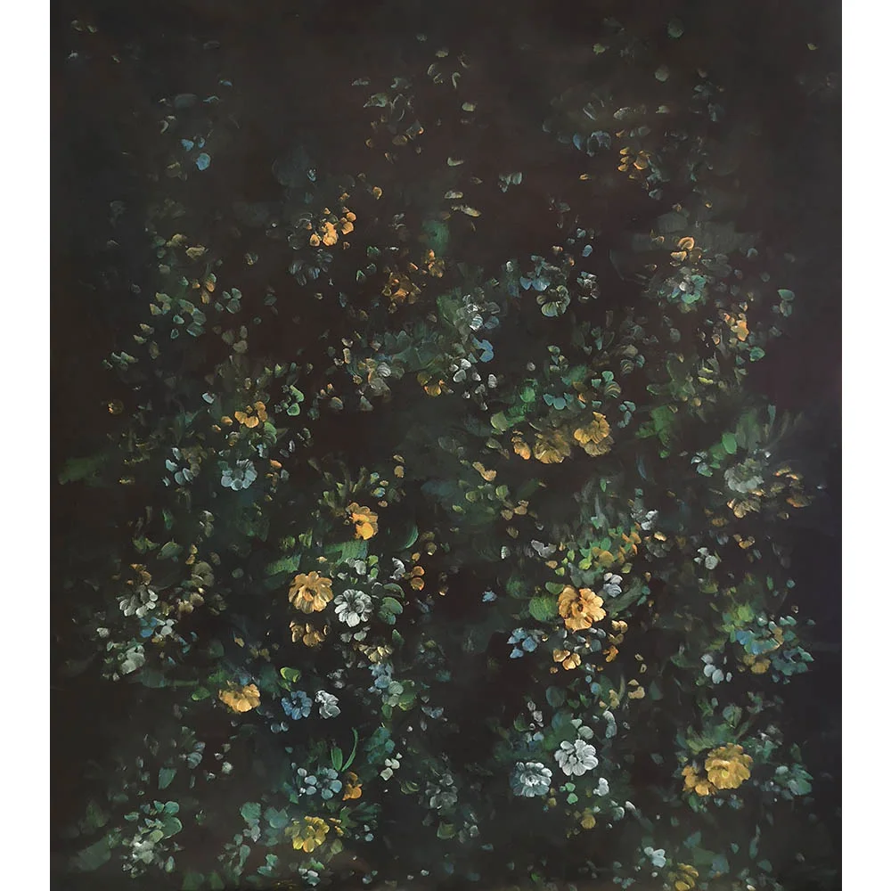 녹색 어두운 정글 나뭇잎 초상화 사진 배경 노란색 꽃 유화 생일 배경 웨딩 포토콜 소품