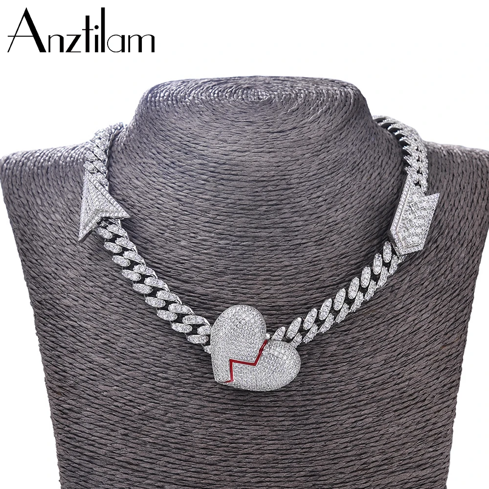 

AZ Hip Hop Custom Iced Out Arrow and Heart Pendants DIY Necklace Paved Cubic Bling Zirconia Goth Punk Necklaces For Women Men