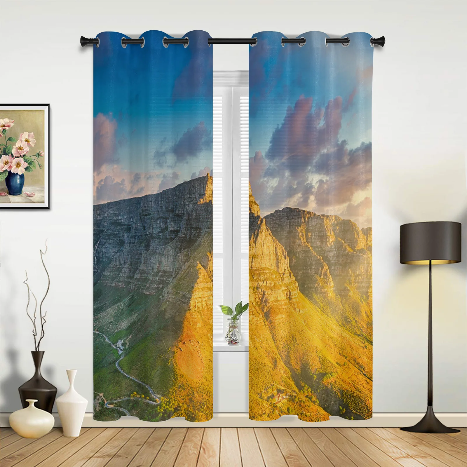 Mountains Nature Dusk Large Curtains For Living Room Window Curtain Bedroom Kitchen Balcony Gazebo Curtain Room Divider