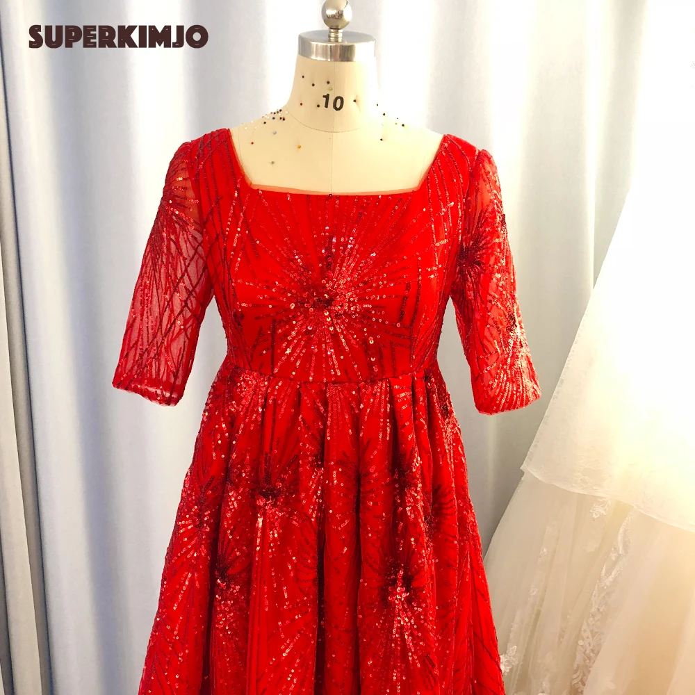 Sparky-vestidos de fiesta con lentejuelas Rojas, ropa de noche, imagen real, 2020