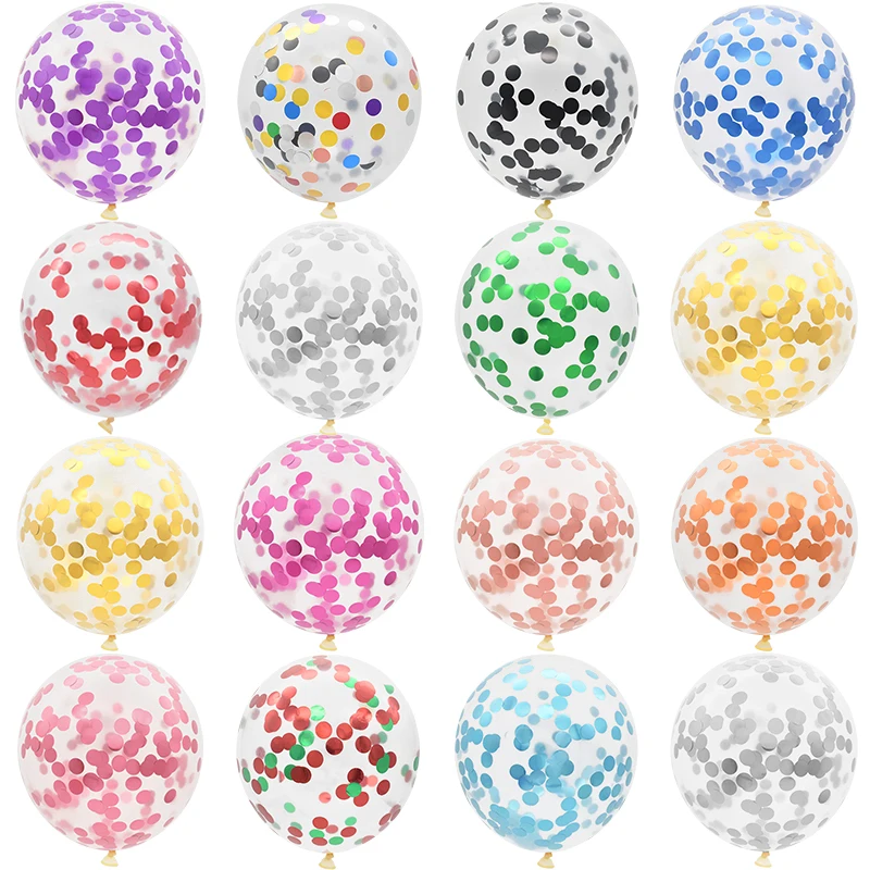 

10pcs 12inch Glitter Confetti Latex Balloons Clear Transparent Ball Baby Shower Birthdy Party Wedding Decoration Air Globos