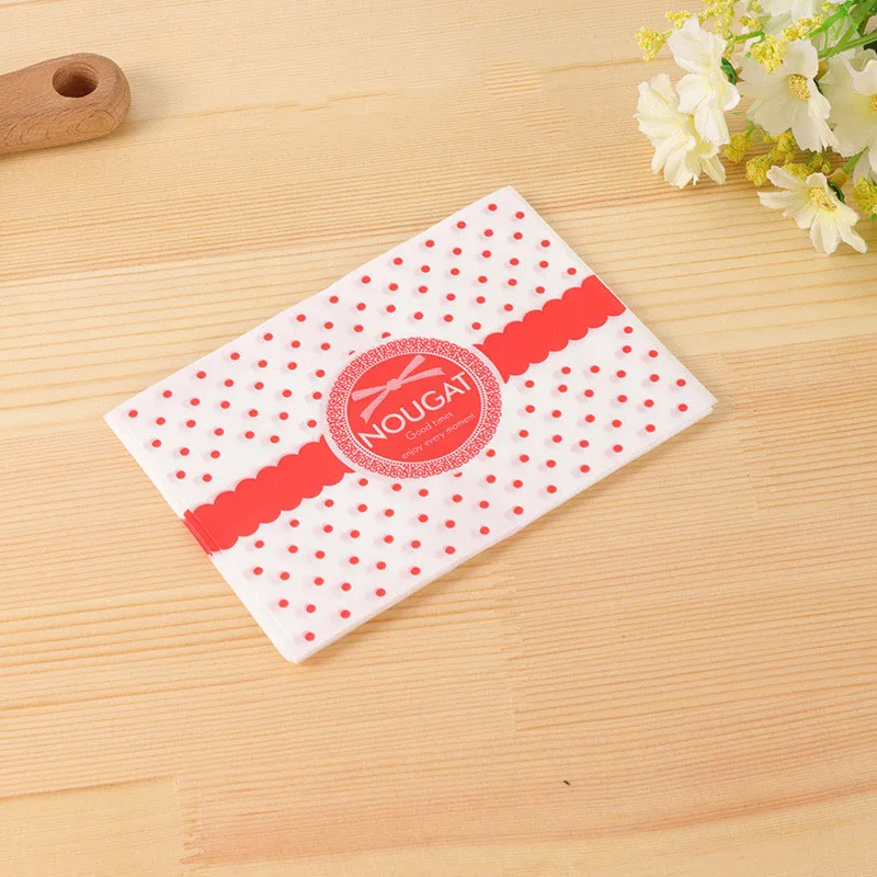 100pcs Red Polka Dot Decor Twisting Wax Paper Bag Soft Watch Shape Fleck Bow Letter Birthday Party Gift Nougat Wrapping Paper