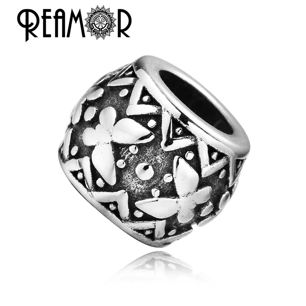 REAMOR 316L Stainless Steel 9 Styles Handmade Polished Symbol Spacer European Charm  Beads For DIY Bracelet Jewelry Findings