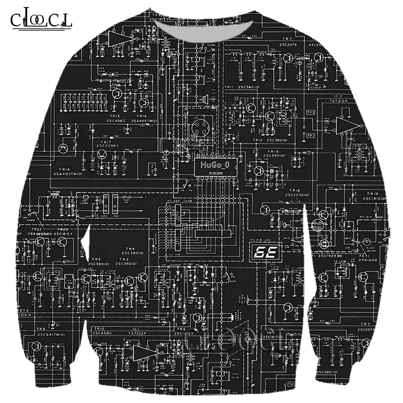 HX Electronic Chip 3D Print Men Women Sweatshirts Casual Fashion Hip Hop Long Sleeve Outerwear Harajuku Tops Drop Shipping