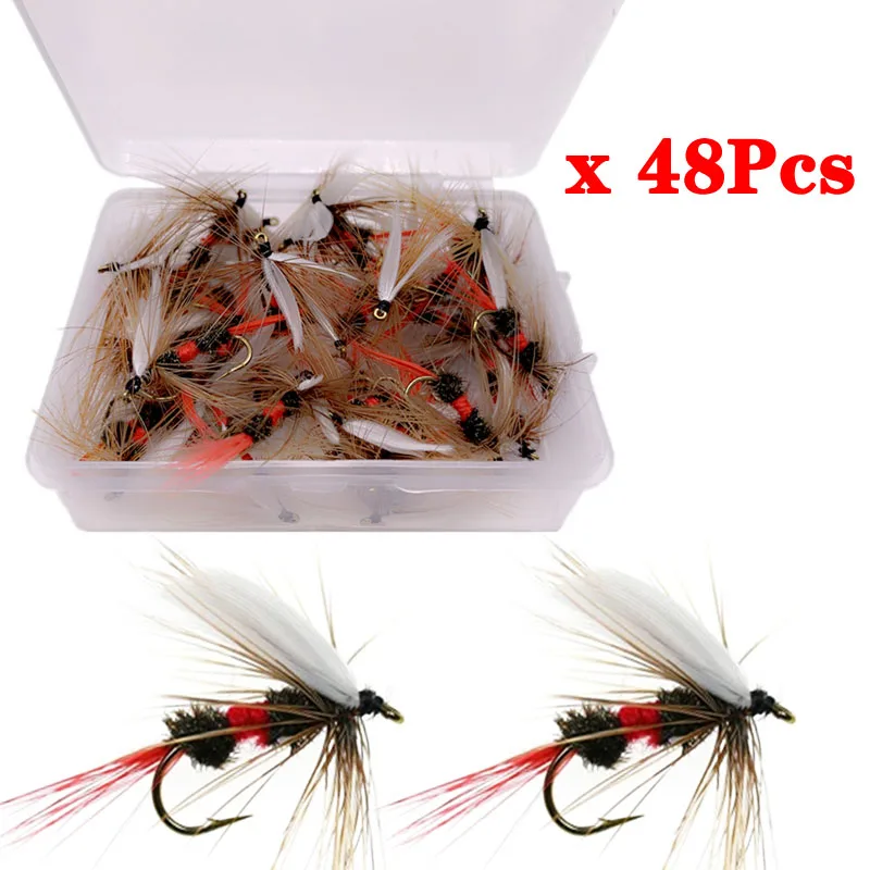 

18/48pcs/Box Insects Flies Fly Fishing Lures Dragonfly Topwater Bait Dry Flies Trout Artificial Crank Hook Insects Lure