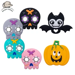 Halloween Series Baby Accessories Silicone Pumpkin Baby Teether Bat Molar Toys Skull Teething Pendant Newborns Pacifier Chain