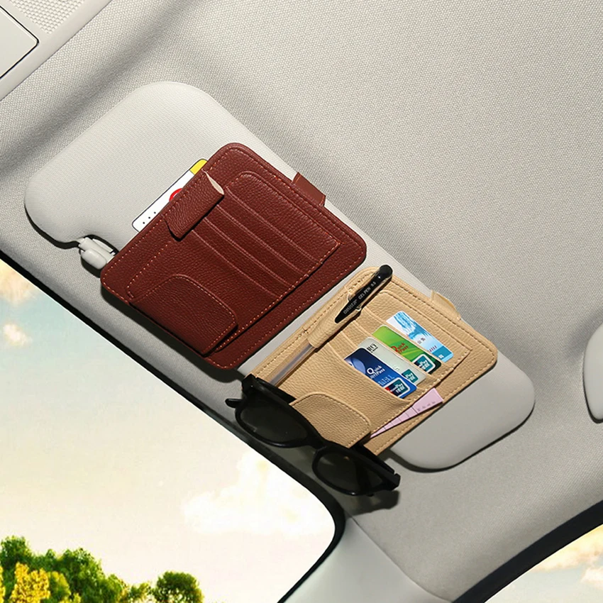 Universal Car Sun Visor Sunglasses, Glasses Holder Clip, Credit Card Package, ID Storage Bag, Jeep Wrangler