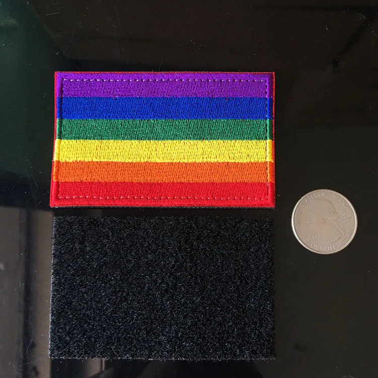 Pegatina de banderines de arco iris, parche bordado de Velcro LGBT, pegatina de tela