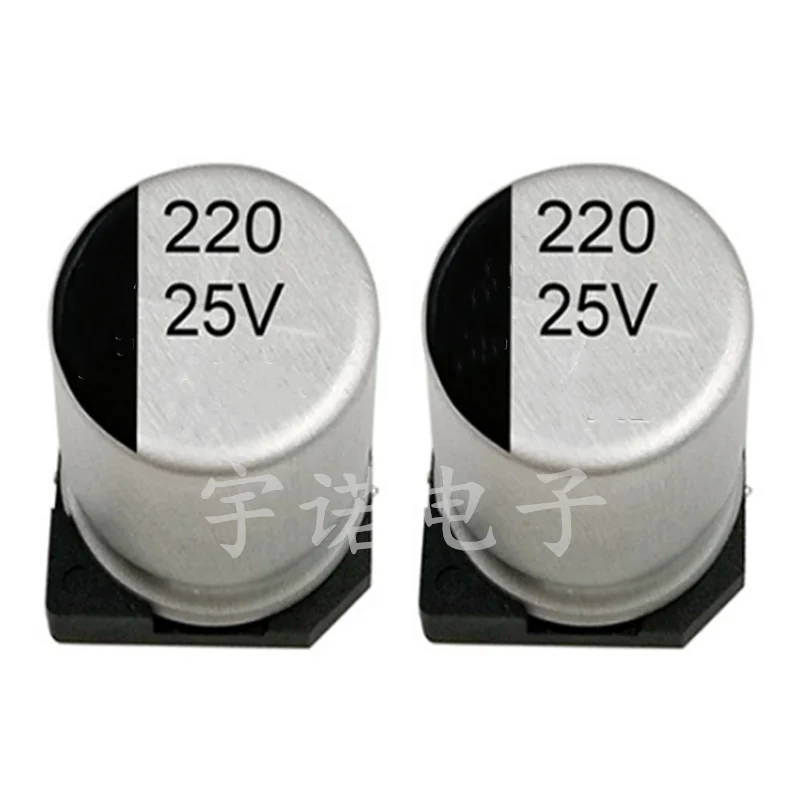 10PCS Electrolytic Capacitor 25V220UF 8*10mm SMD Aluminum Electrolytic Capacitor 220uf 25v Size：8x10.5（MM）