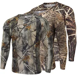 Mens Outdoor Quick Drying Breathable Hunting Camping Shirts Army Camouflage T-shirt Hiking Military Tactical Fitness T-Shirts