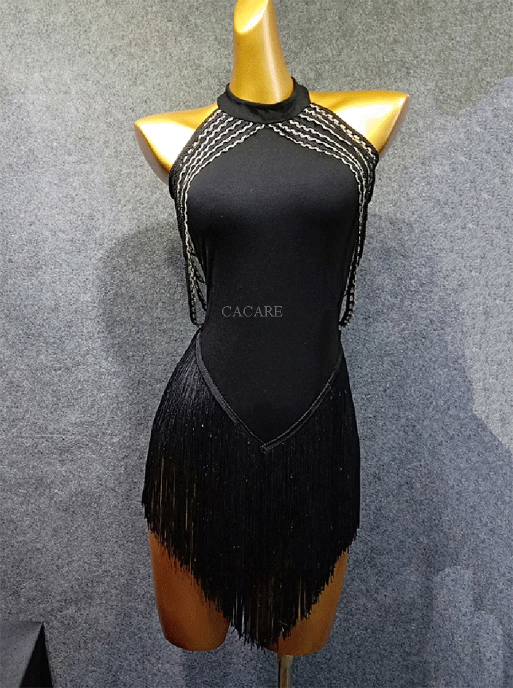 Sexy Latin Dance Dress Women Latina Salsa Latin Dance Competition Dresses Fringe CHEAP D1002 Tassels Hem Backless Dropship