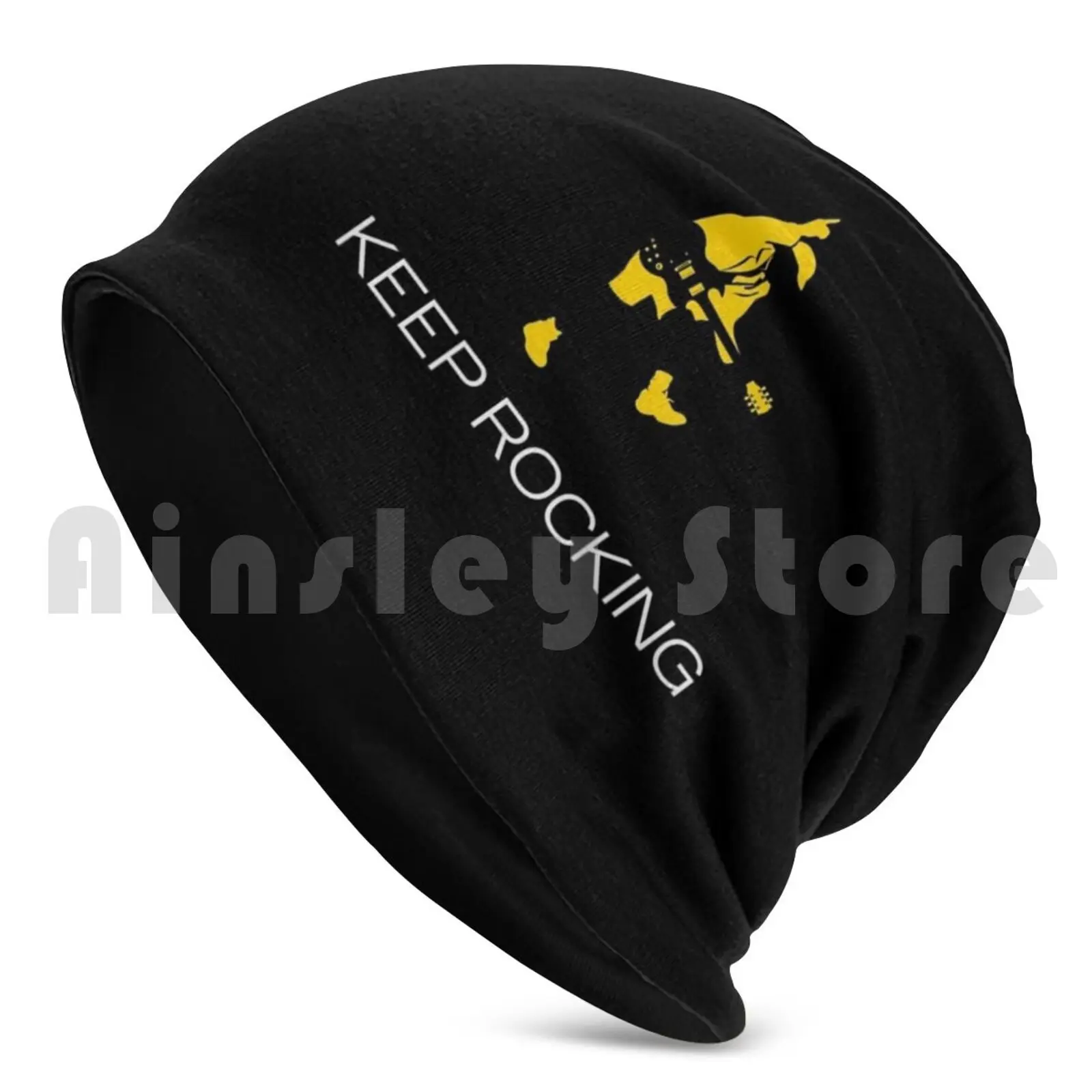 Keep Rocking Beanie Hedging Cap DIY Print Cushion Logo Johnnie Walker Angus Young Keep Walking Calm Rocking Rock Heavy