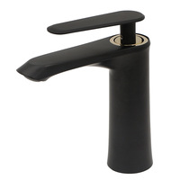 Black Painted Copper Bottom Built-in Hot and Cold Water Basin Faucet Mixed Water Single Hole Washbasin Faucet Bathroom