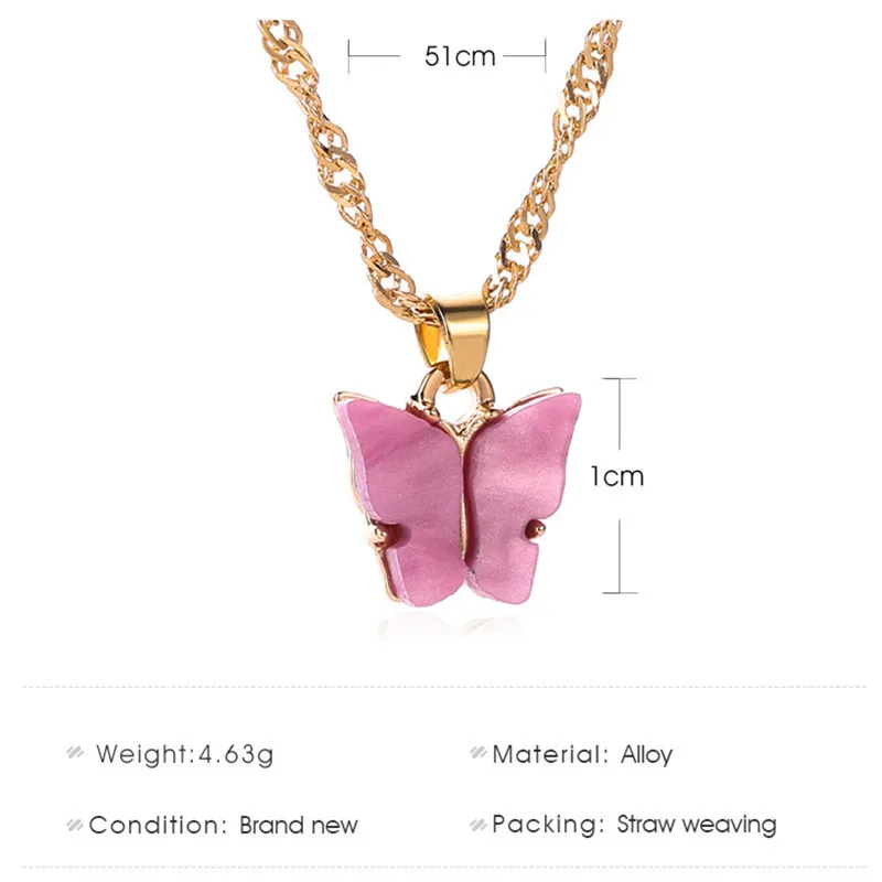 2025 Hot Sale Bohemian Sweet Acrylic Butterfly Pendant Choker For Women 12 Colors Cute Butterfly Necklace Jewelry New Years Gift