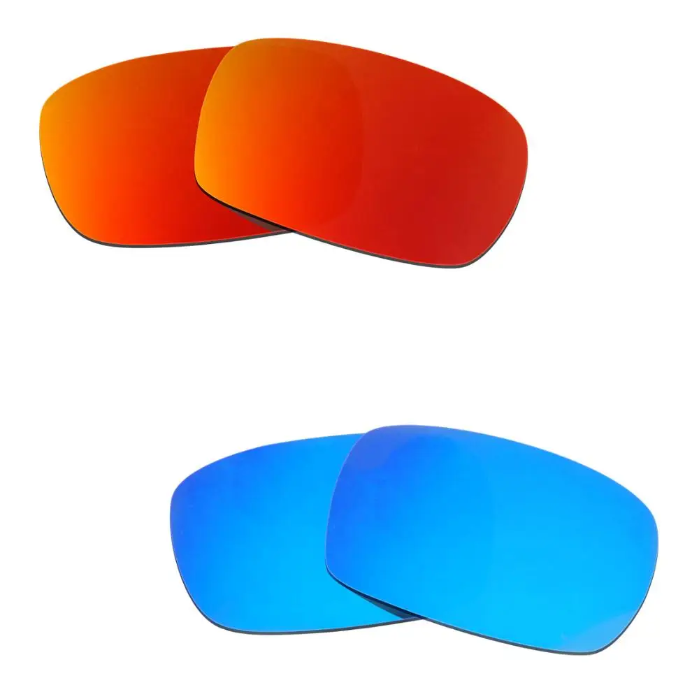 Hkuco For Crankcase Sunglasses Polarized Replacement Lenses 2 Pairs - Red&Blue