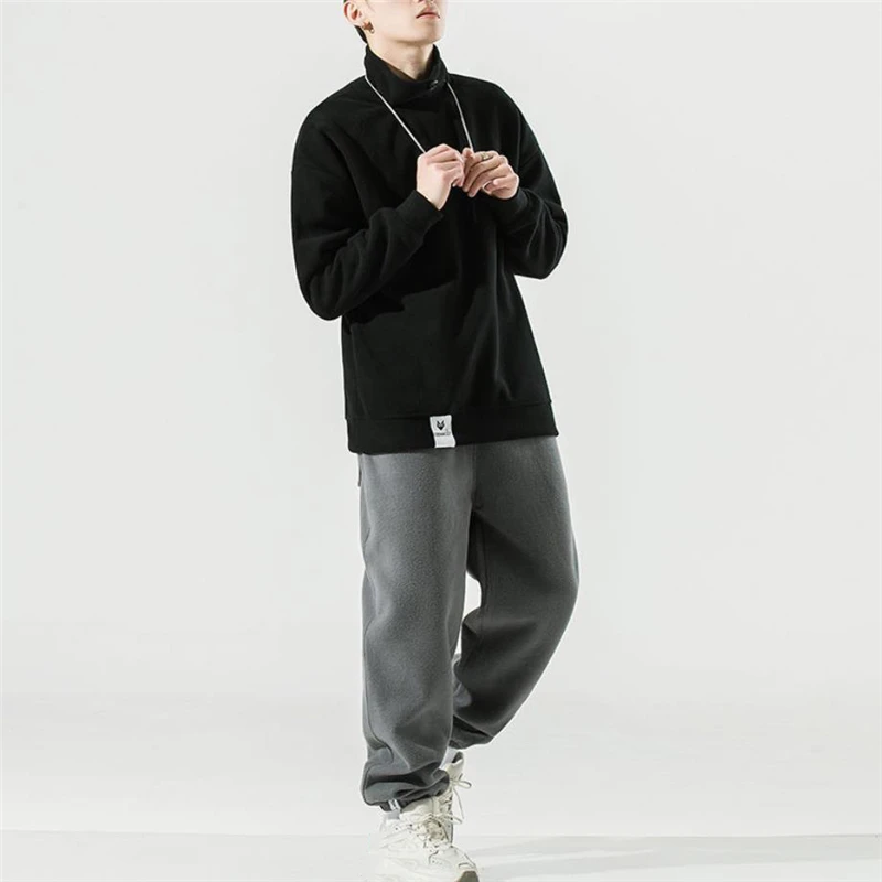 Autumn 2021 Warm Suit Men Two Piece Sets Comfort Fleece Top and Elastic Waist Trousers Loose Clothes Big Size Sportwear Outdoor