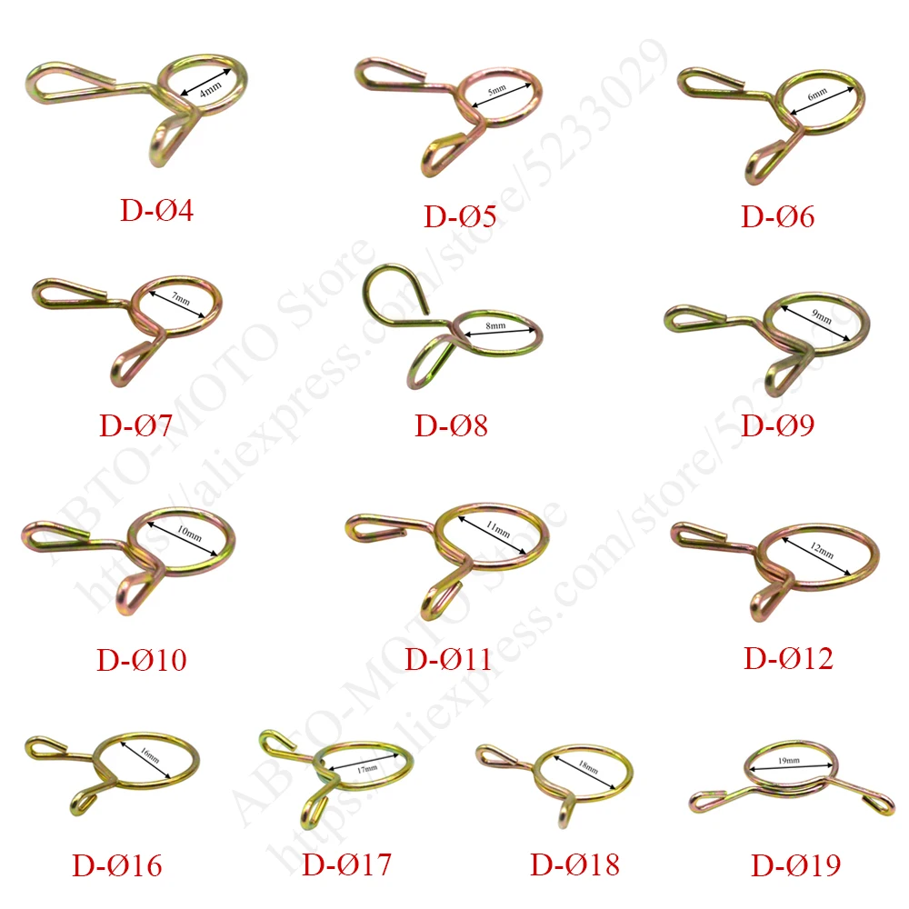 100 PCs Universal Spring Clamps, Spring Clamps for Hose, Motorcycle, Scooter, ATV, Clamps Set