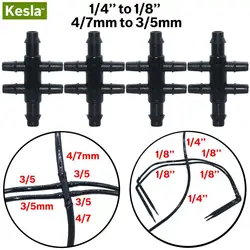 KESLA 20PCS 6-Way Drip Irrigation 1/4 to 1/8 Inch Barbed Connector Adapter for 4/7mm to 3/5mm Hose Water Pipe Repair Garden Tool