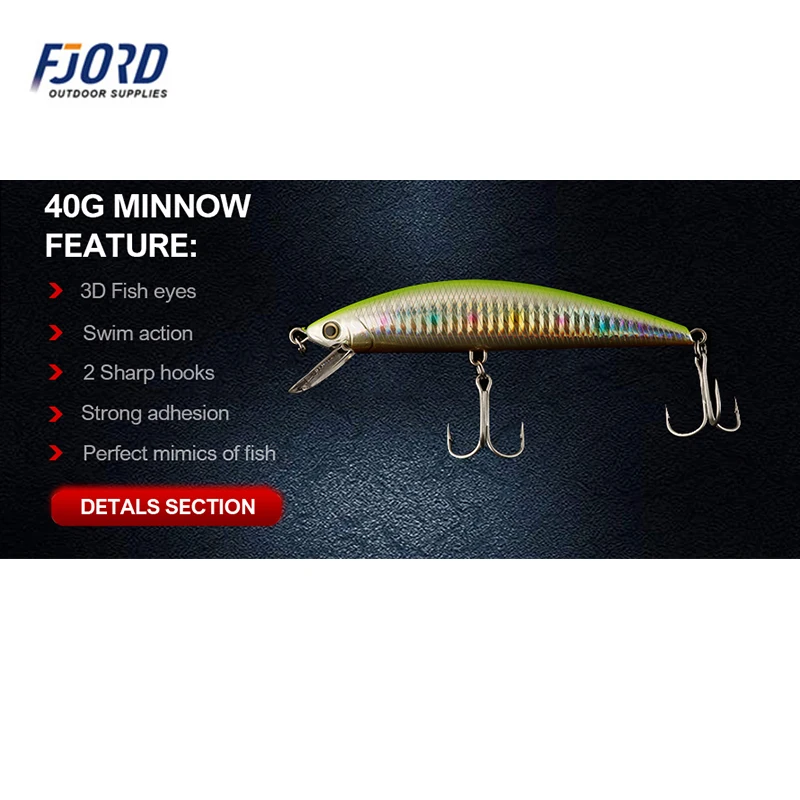 FJORD 125mm 40g  Brave Minnow Bass Pike Lure Long Casting Sea Fishing Lures Saltwater Plastic Hard Artificial Bait For Fishing