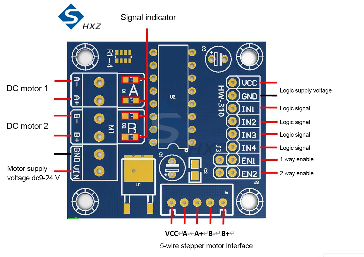 Mini  L293D Motor Driver Module 4CH 4 Channel Motor Drive Driver Shield L293D Expansion Board For Arduino