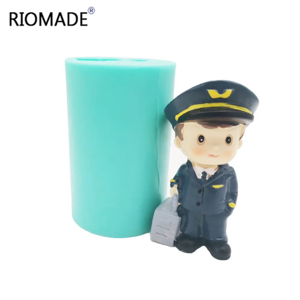 3D Flight Attendant Series Steward And Stewardess Model Silicone Cake Decorating Mold For Candle Soap Plaster Mould Baking Tools