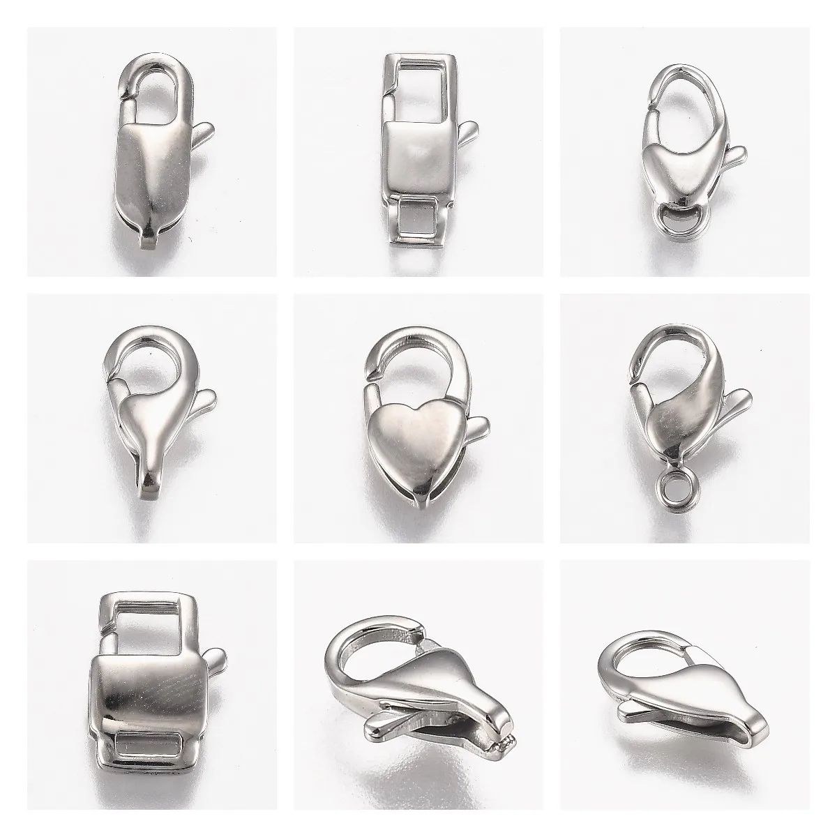 50Pcs Polishing Stainless Steel Lobster Clasps Hooks End Clasp Connectors For DIY Necklace Bracelet Keychain Jewelry Making